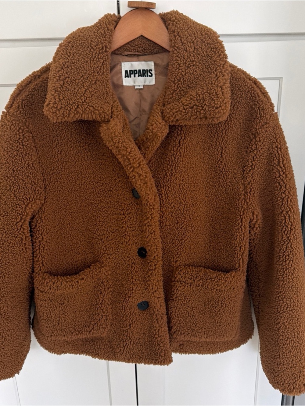 Apparis Teddy Jacket in Cognac Brown
